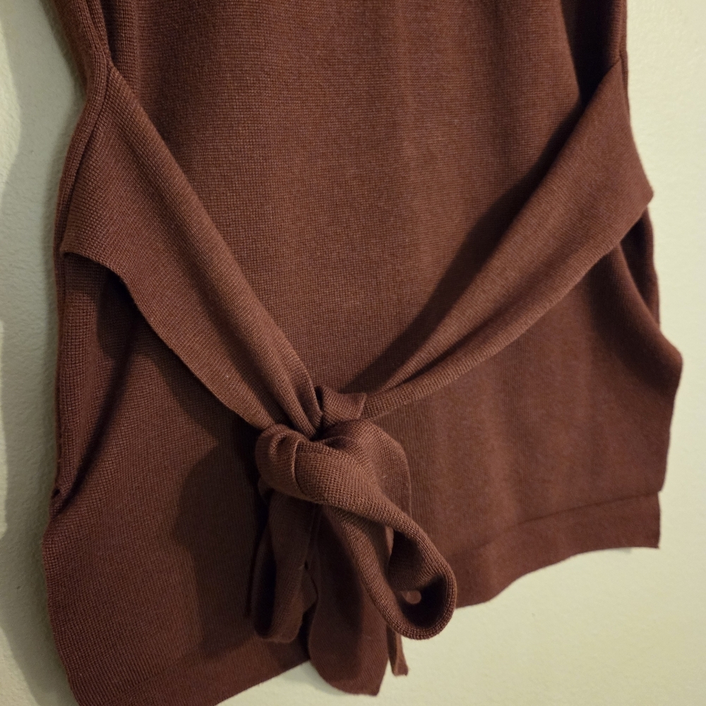 ANTHROPOLOGIE Annette Rusty Brownβ Knit Belted Sleeveless Halter Tank Women's XS - Picture 5 of 12